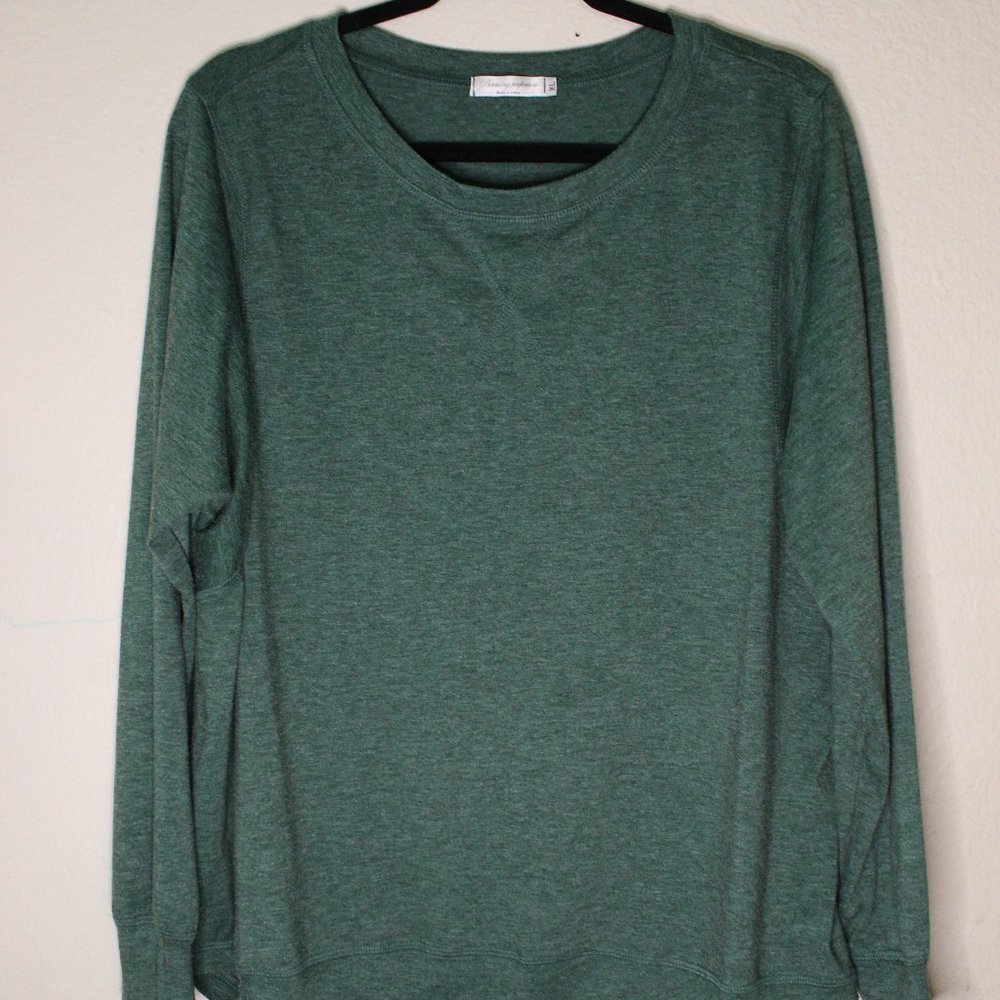 Green Tunic Long Sleeve Shirt Crew Neck Winter